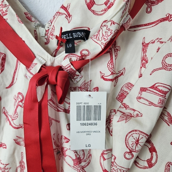 Hell Bunny Alizea Mini Dress Nautical Size Large NWT - Picture 8 of 11